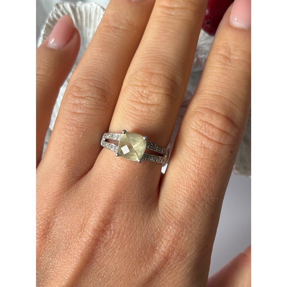 925 Sterling Silver Lemon Citrine Ring Size 8
